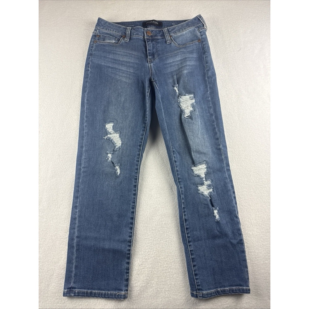 Liverpool The Crop Boyfriend Distressed Denim Blue Jeans Women's Size 4/27 Boho